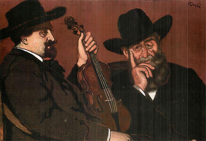 Jozsef Rippl-Ronai My Father and Lajos with Violin France oil painting art